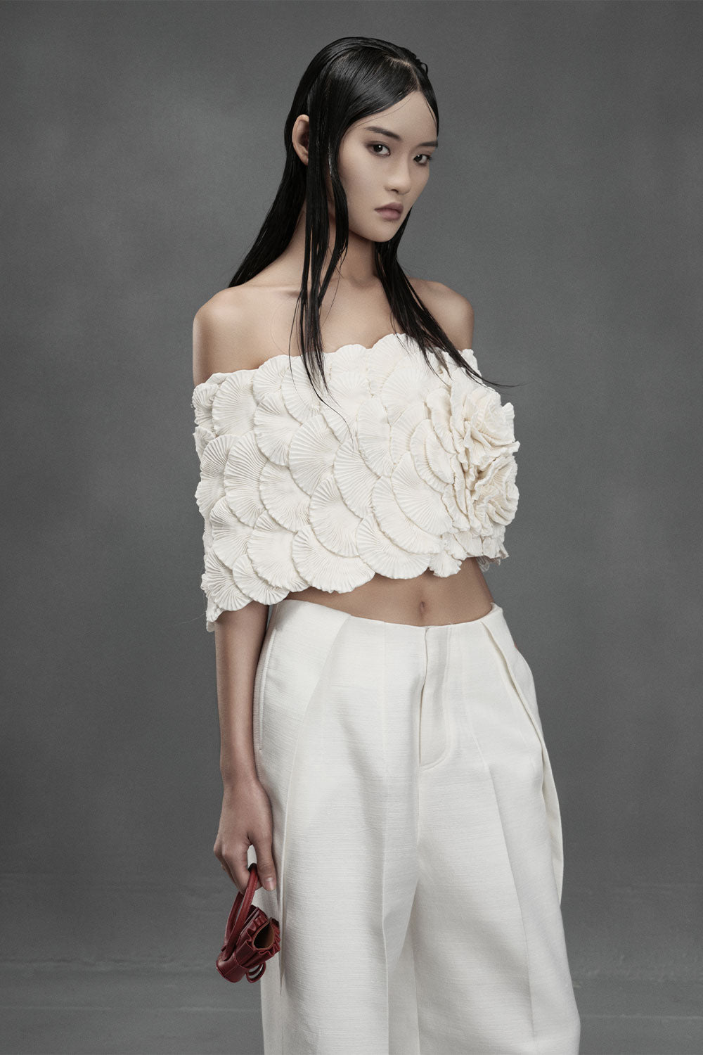 Claim Bodycon Off-Shoulder Chiffon Top