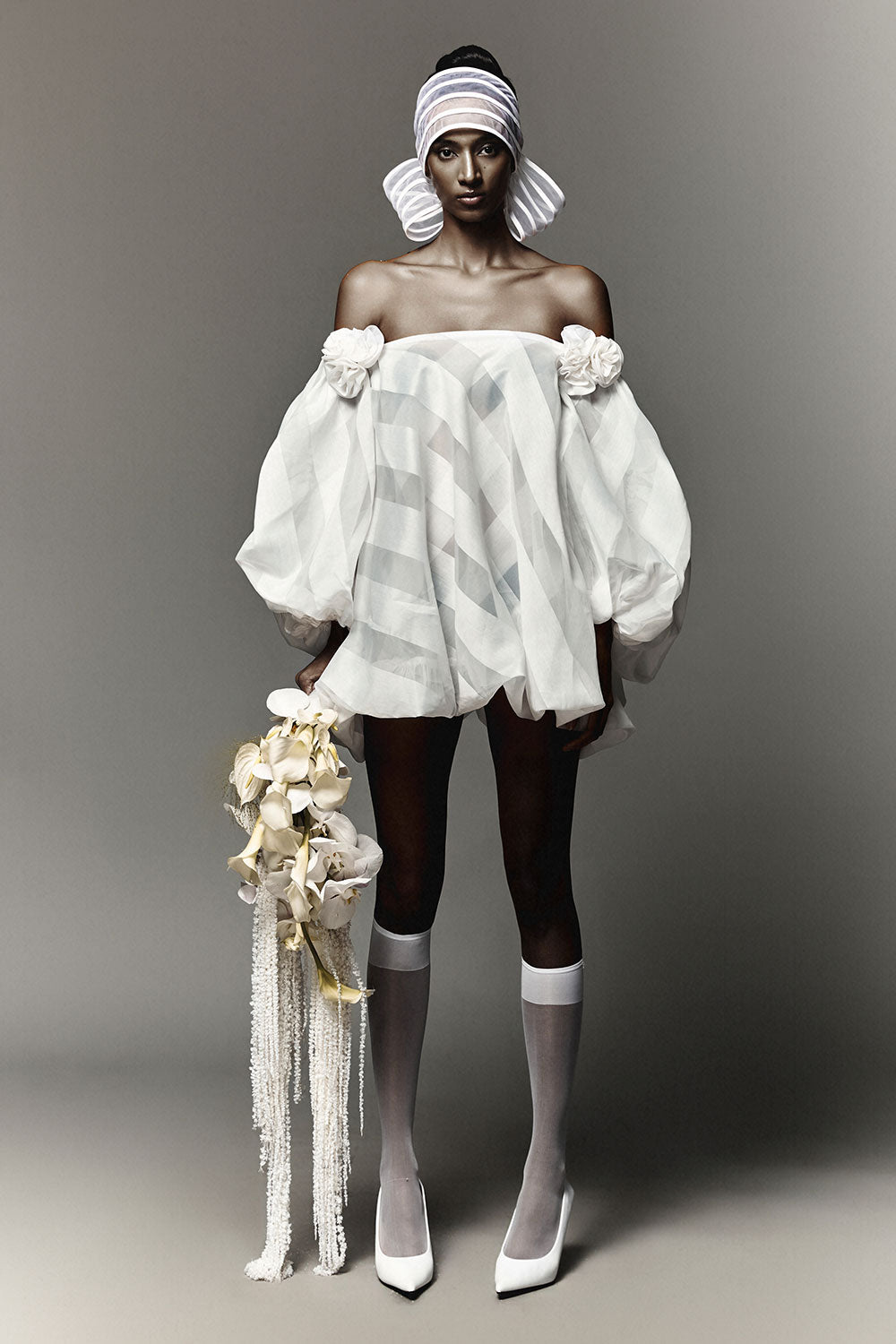 Jovie Straight Bow Tie Mesh Scarf