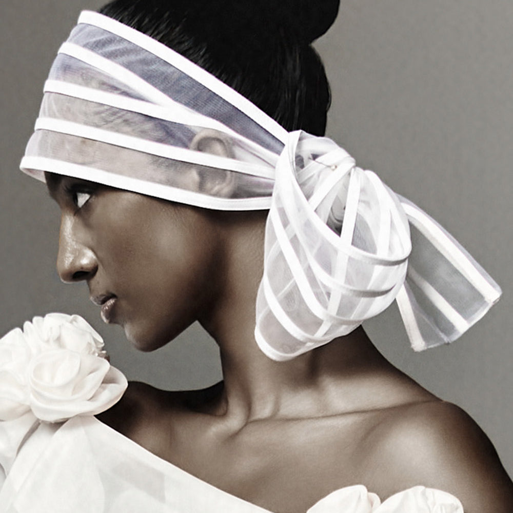 Jovie Straight Bow Tie Mesh Scarf