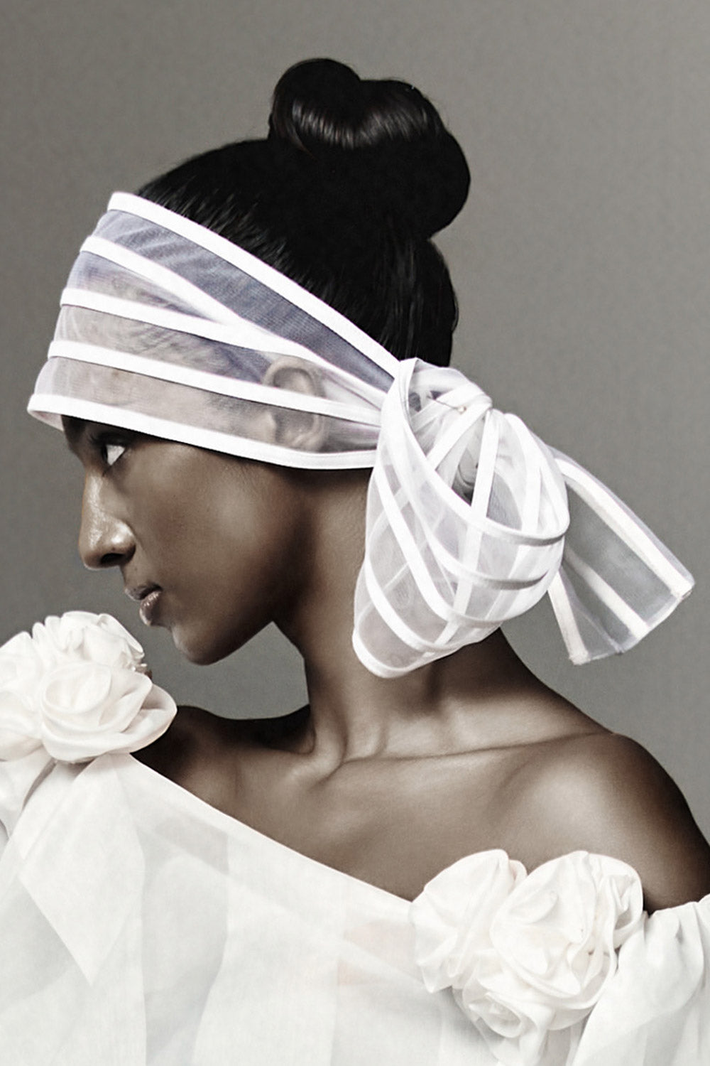 Jovie Straight Bow Tie Mesh Scarf