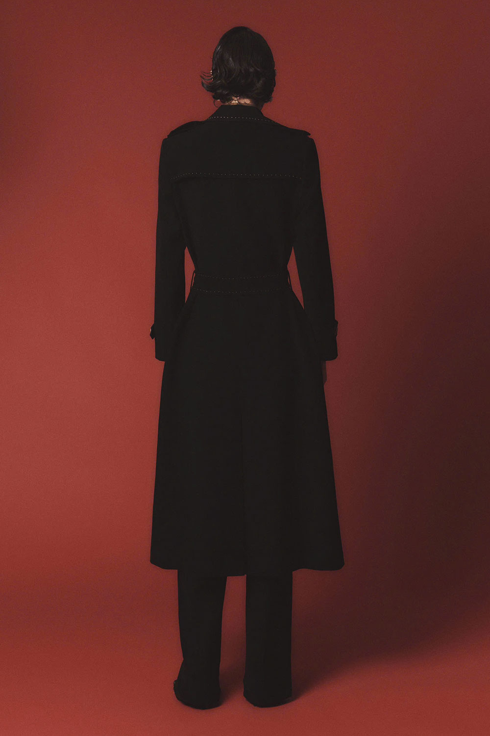 Lana A-line Storm Flap Poly Silk Calf Length Trench Coat