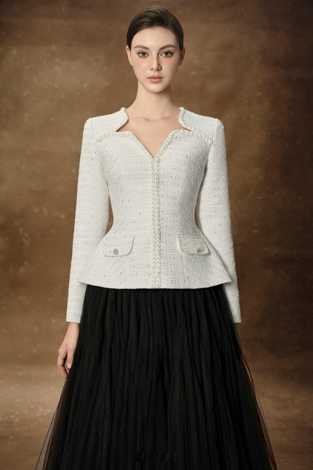 Gemma Gathered Flared Tulle Midi Skirt