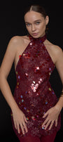 Cherry Bodycon Halter Neck Lace Mini Dress