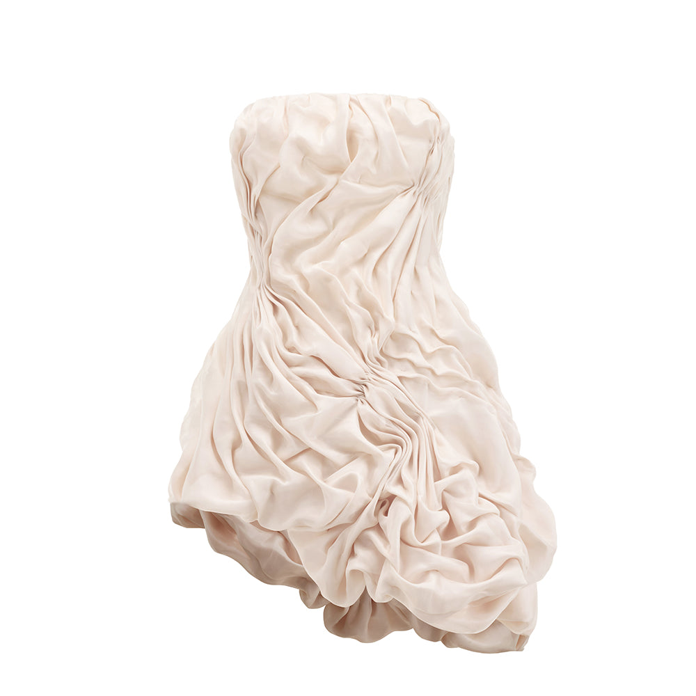 Hai Duong Asymmetric Straight Across Neck Silk Organza Top