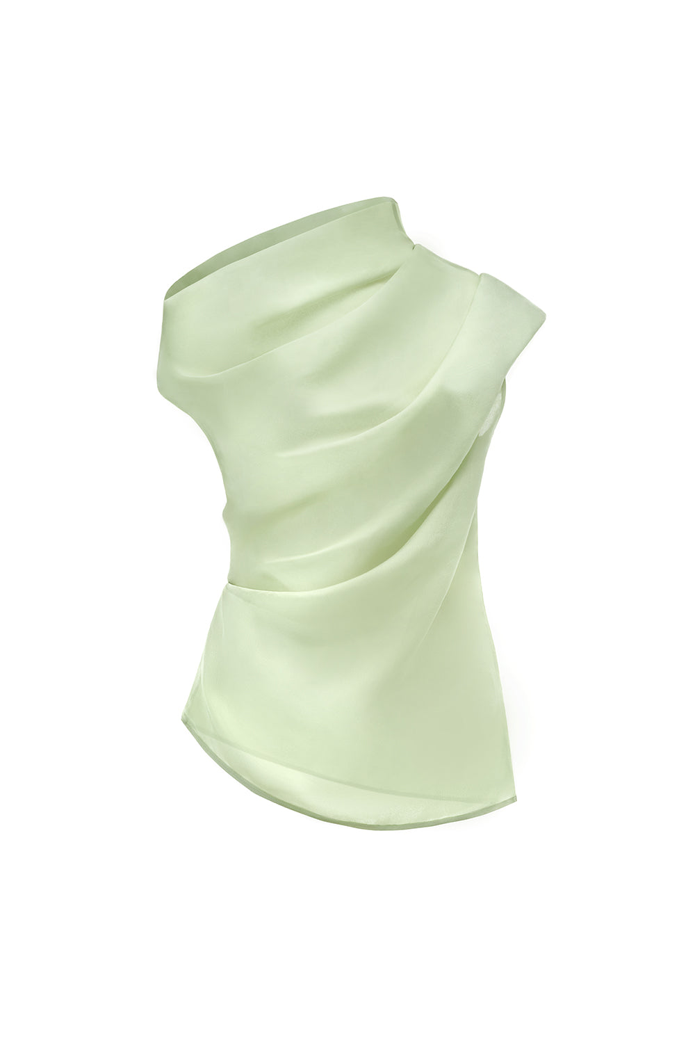 Diep Straight Asymmetric Neck Silk Organza Top
