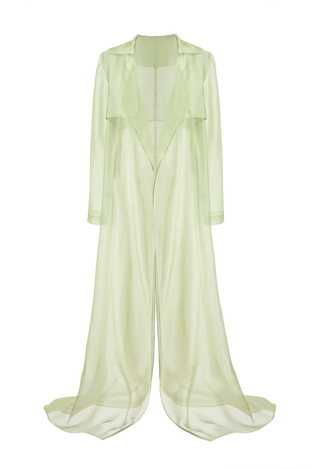 Thi Lam Straight Sheer Silk Organza Maxi Trench Coat