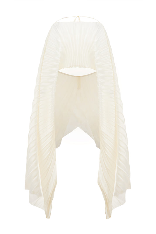 Phu Van Trapezoid Pleated Silk Organza Maxi Top