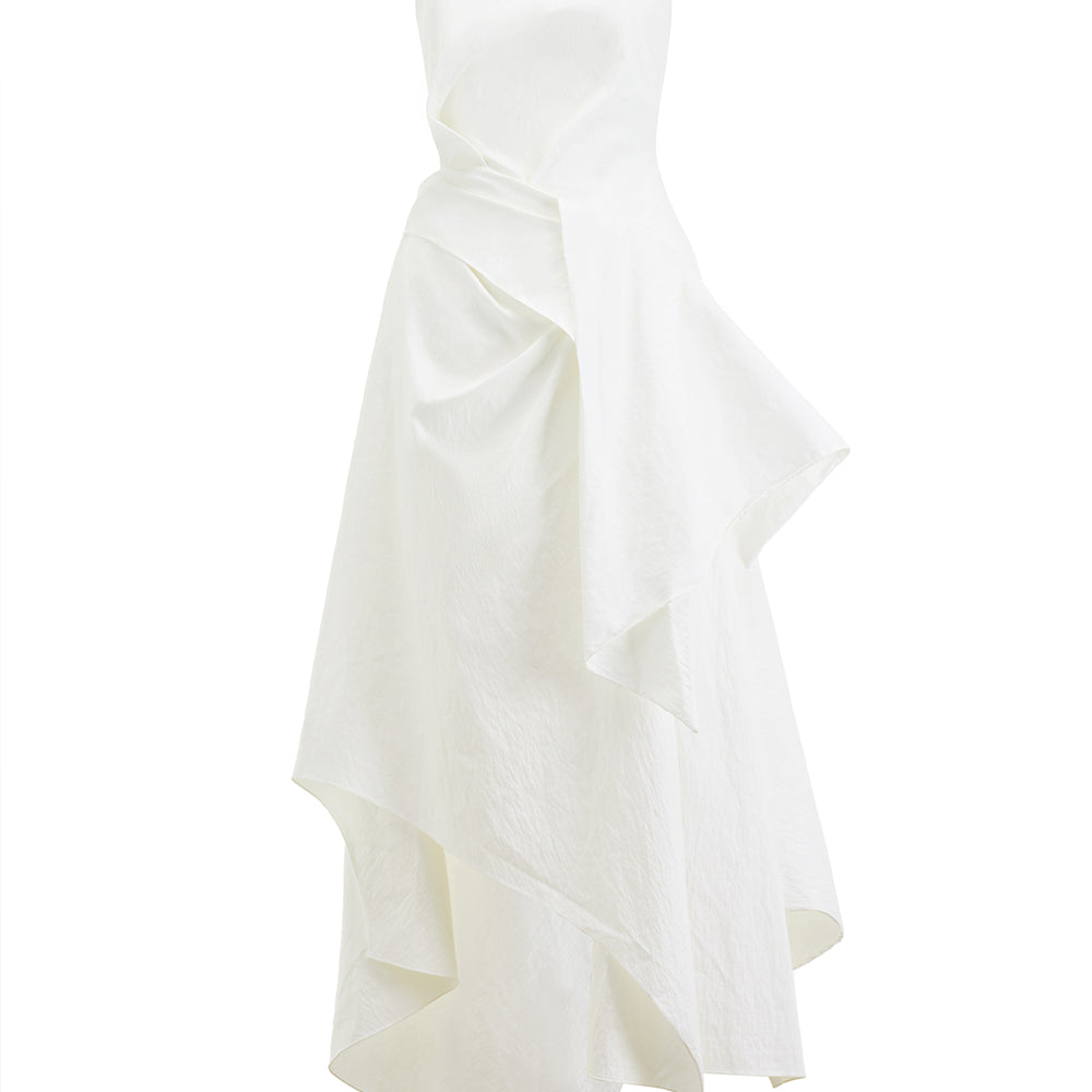 Van Thanh A-line Asymmetric Chenille Maxi Dress