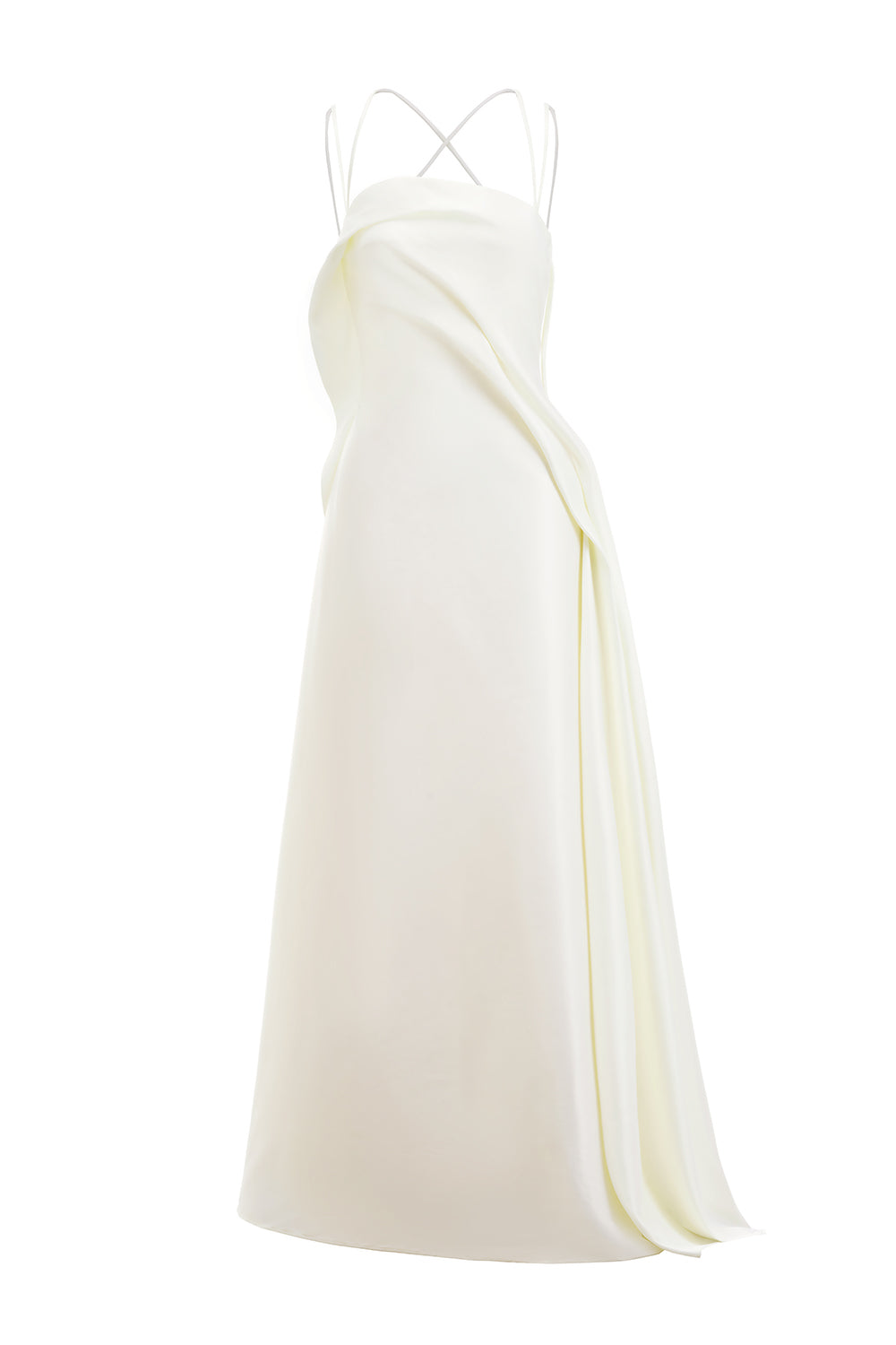 Bich Tuyen A-line Spaghetti Strap Silk Organza Floor Length Dress