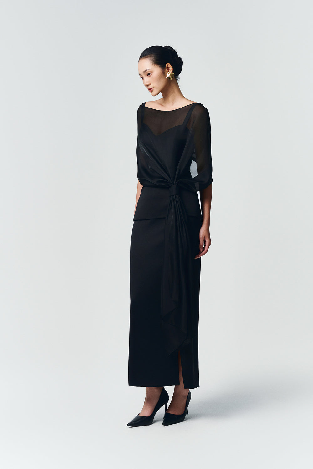 halley draped midi dress Averie