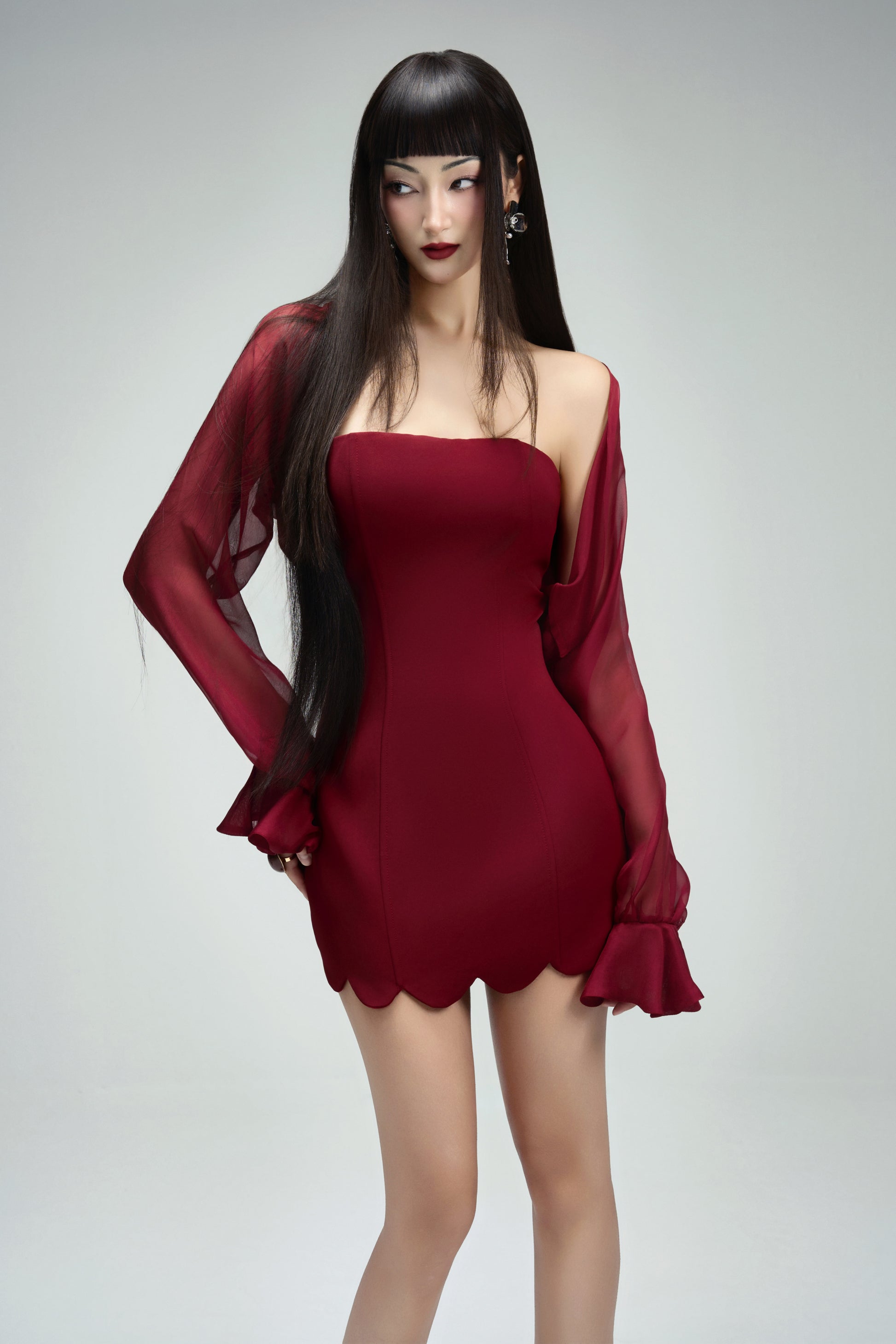 bodycon straight dress Terani Couture 252M5324 Mikado Straight Neck Bodycon Dress