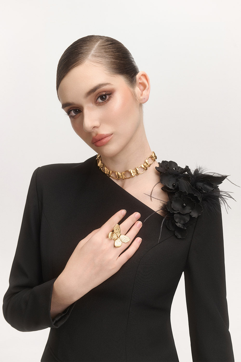 Kim A-line Asymmetric Neck Cotton Blend Top