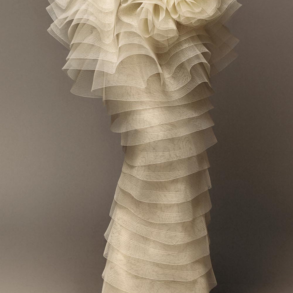 Kalea Peplum Layered Mesh Maxi Skirt