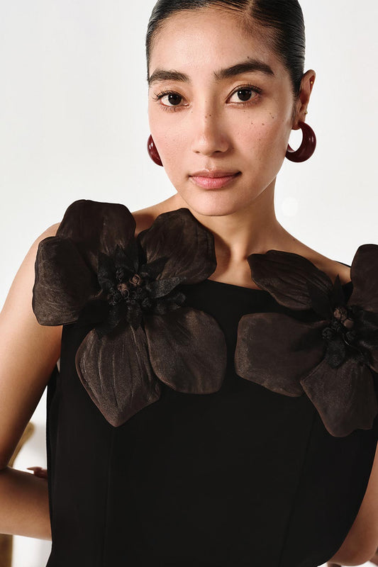 Haisley Sheath Boat Neck Satin Crepe Maxi Dress