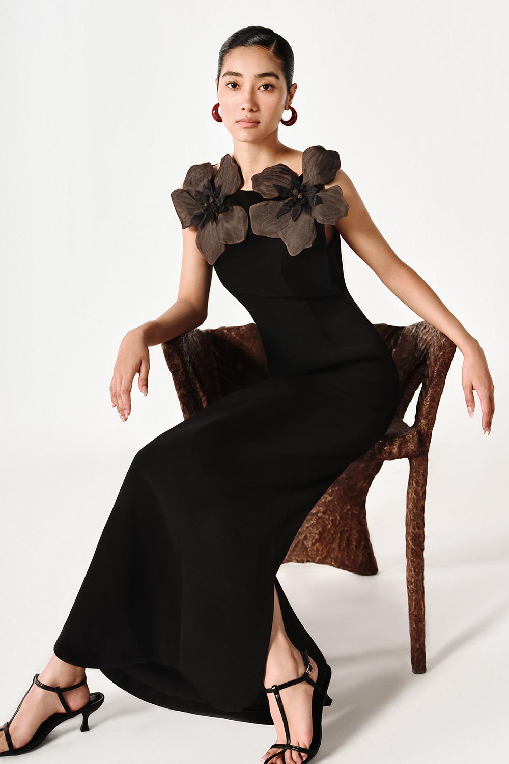 chinese dress ladies Solace London Black Boat Neck Sleeveless Maxi Dress – MAYFEYR main image 0