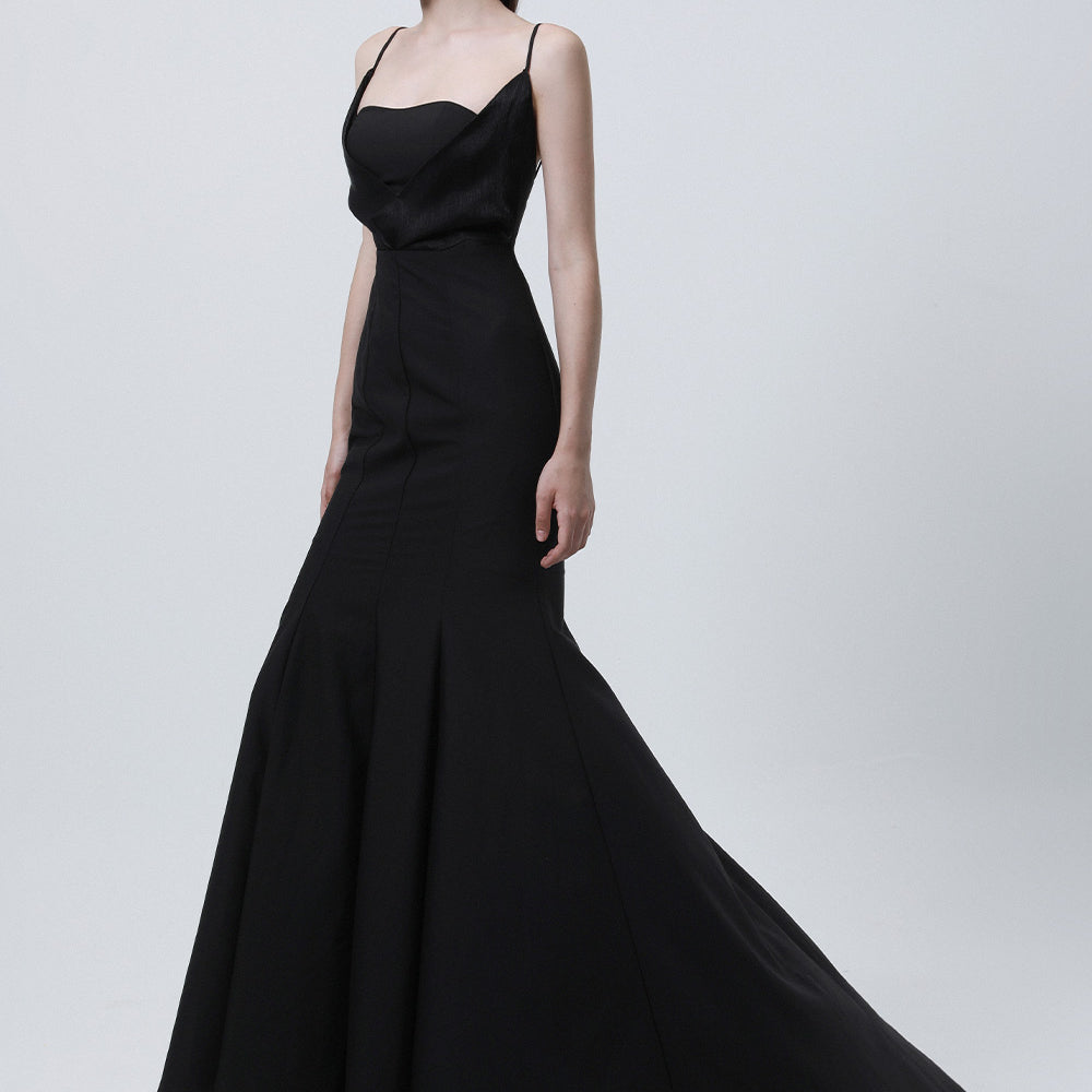 Voyage Trumpet Square Neck Wool Cotton High-low Dress
