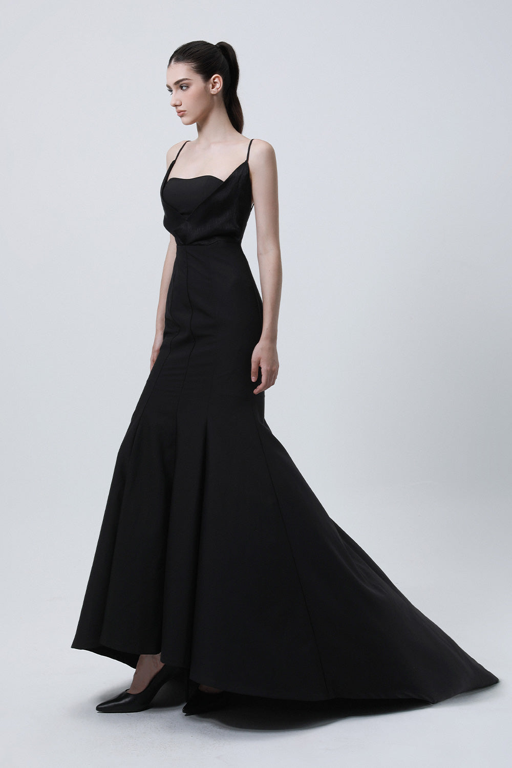 Voyage Trumpet Square Neck Wool Cotton High-low Dress