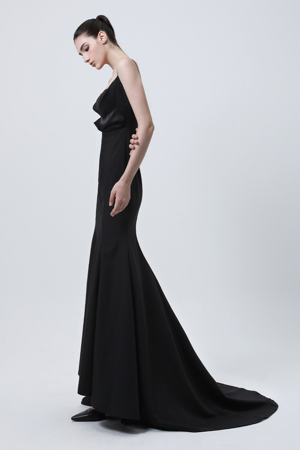 Voyage Trumpet Square Neck Wool Cotton High-low Dress