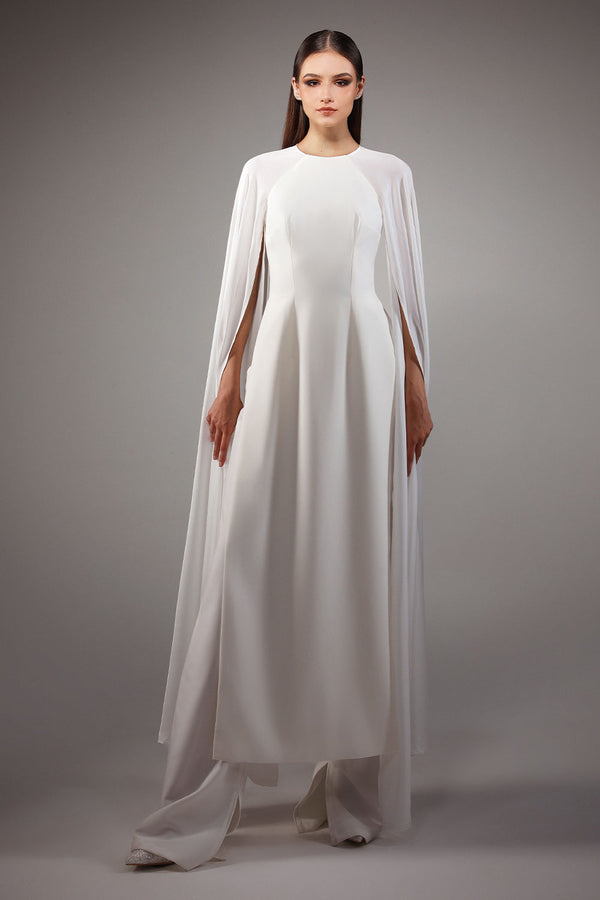 The Taj A-line Cape Sleeved Silk Wool Floor Length Ao Dai