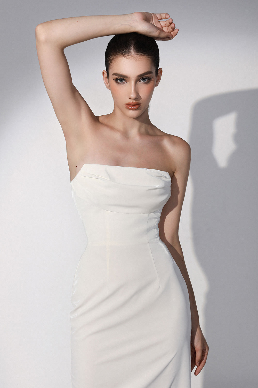 Palladium Sheath Straight Across Neck Vinyl Ankle Length Dress