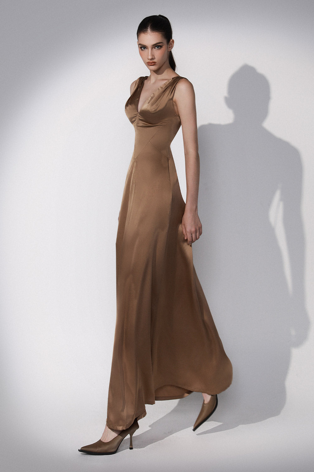 Women's Soleil A-Line Open Back Silk Maxi Dress 0/1/2/3/Customize Brown Mean Blvd Brown / 0