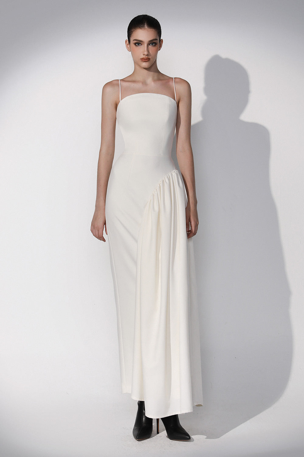 Guinevere Asymmetric Spaghetti Strap Cotton Maxi Dress