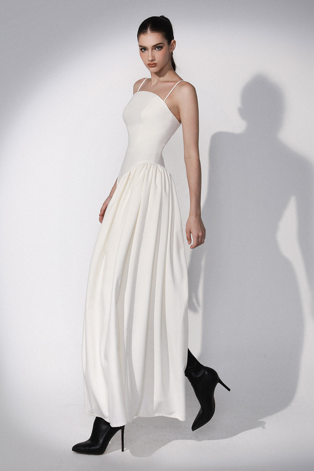 Women's Guinevere Asymmetric Spaghetti Strap Cotton Maxi Dress 0/1/2/3/Customize White MEAN BLVD White / 2 Women's Guinevere Asymmetric Spaghetti Strap Cotton Maxi Dress 0/1/2/3/Customize White MEAN BLVD White / 2