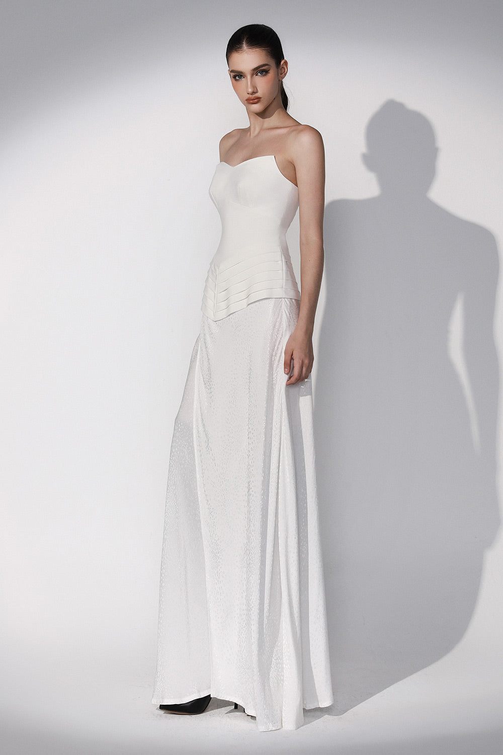 Moondance Drop Waist Flared Silk Maxi Dress