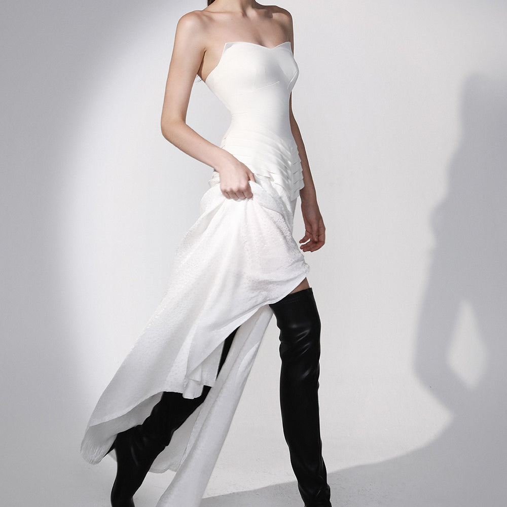 Moondance Drop Waist Flared Silk Maxi Dress