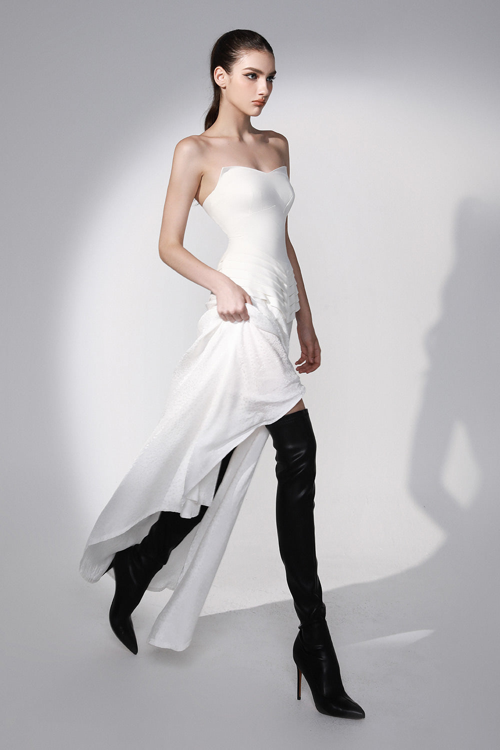 Moondance Drop Waist Flared Silk Maxi Dress
