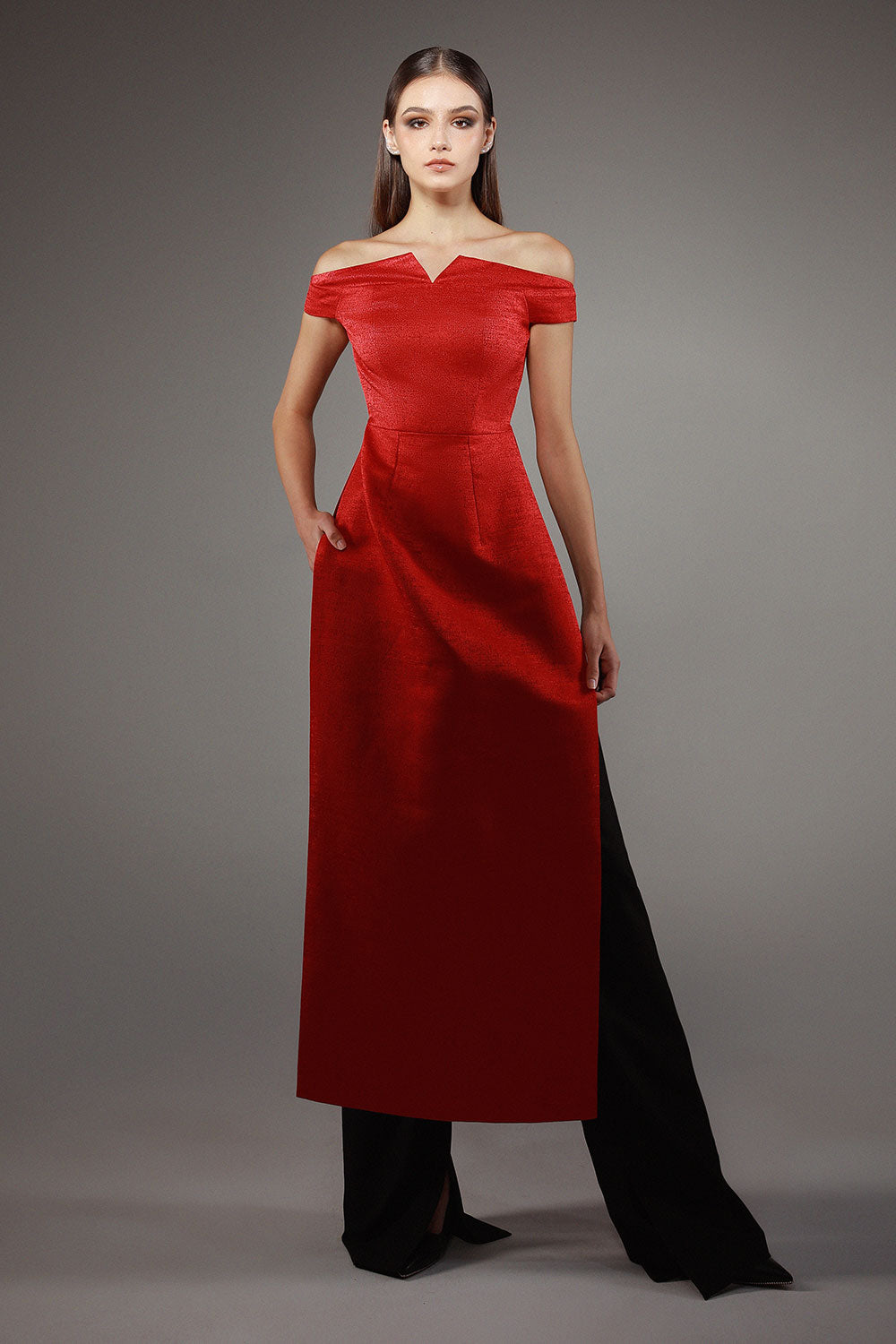 Vigor A-line Back Zipper Brocade Floor Length Ao Dai Set