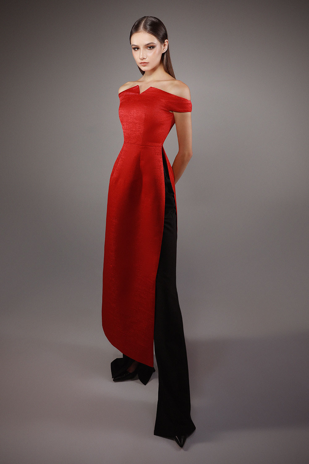 Vigor A-line Back Zipper Brocade Floor Length Ao Dai Set