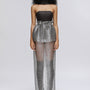 Luneth Bodycon Choker Neck Brocade Bodysuit