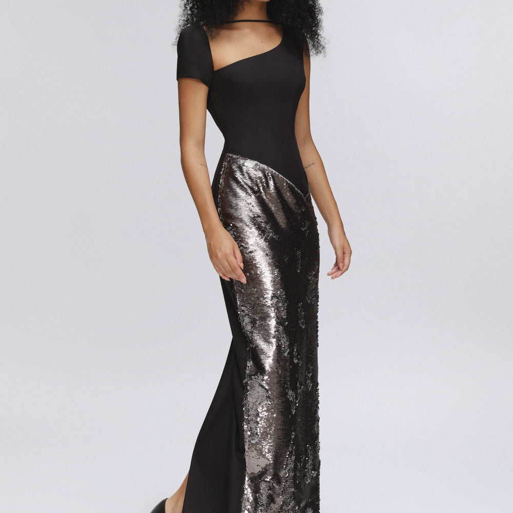 Moonglade Sheath Asymmetric Neck Wool Cotton Ankle Length Dress