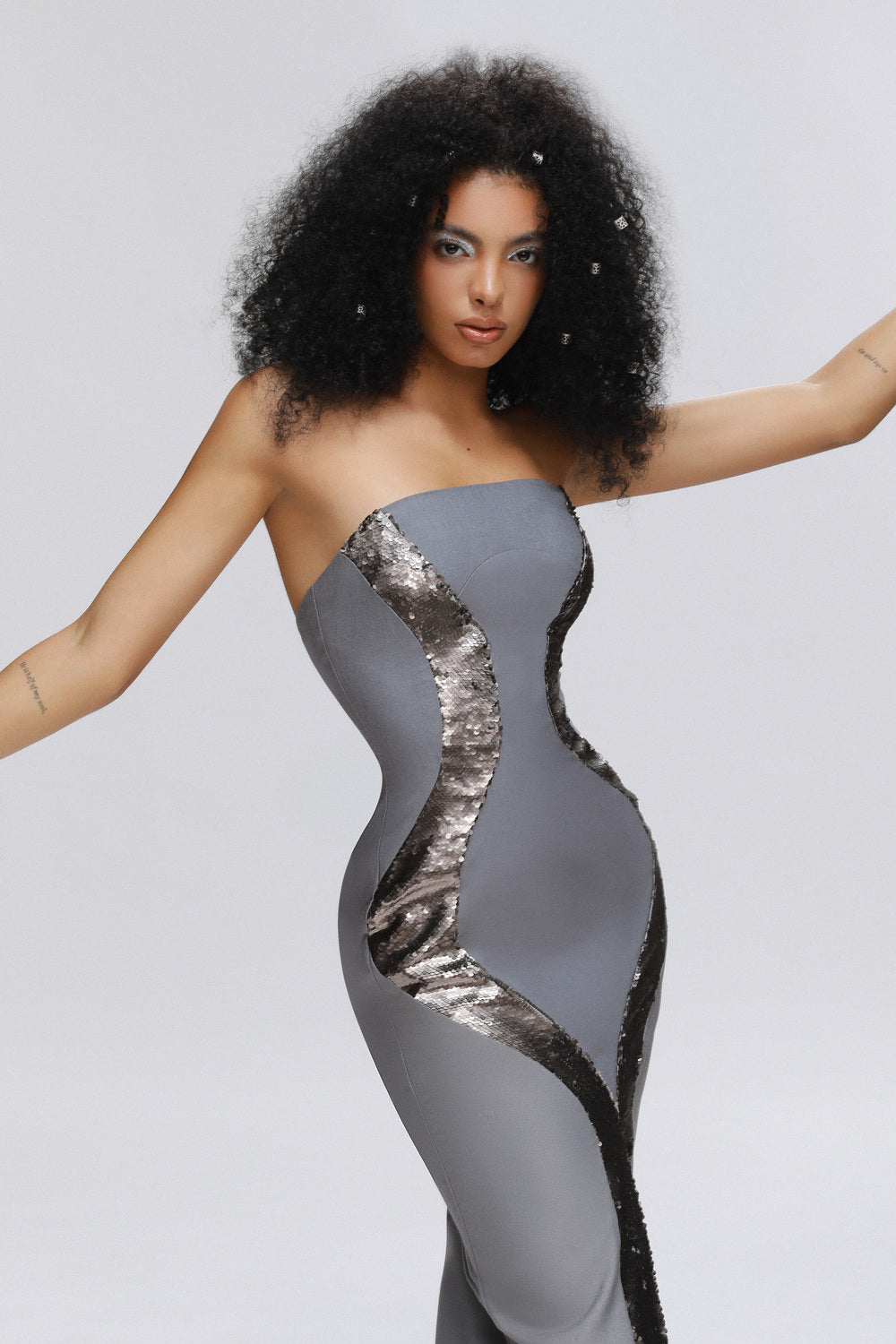 Sunray Sheath Front Slit Wool Cotton Ankle Length Dress