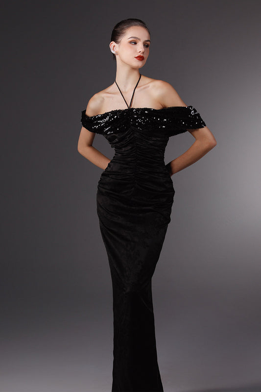 Tully Dres Sheath Gathered Silk Floor Length Dress