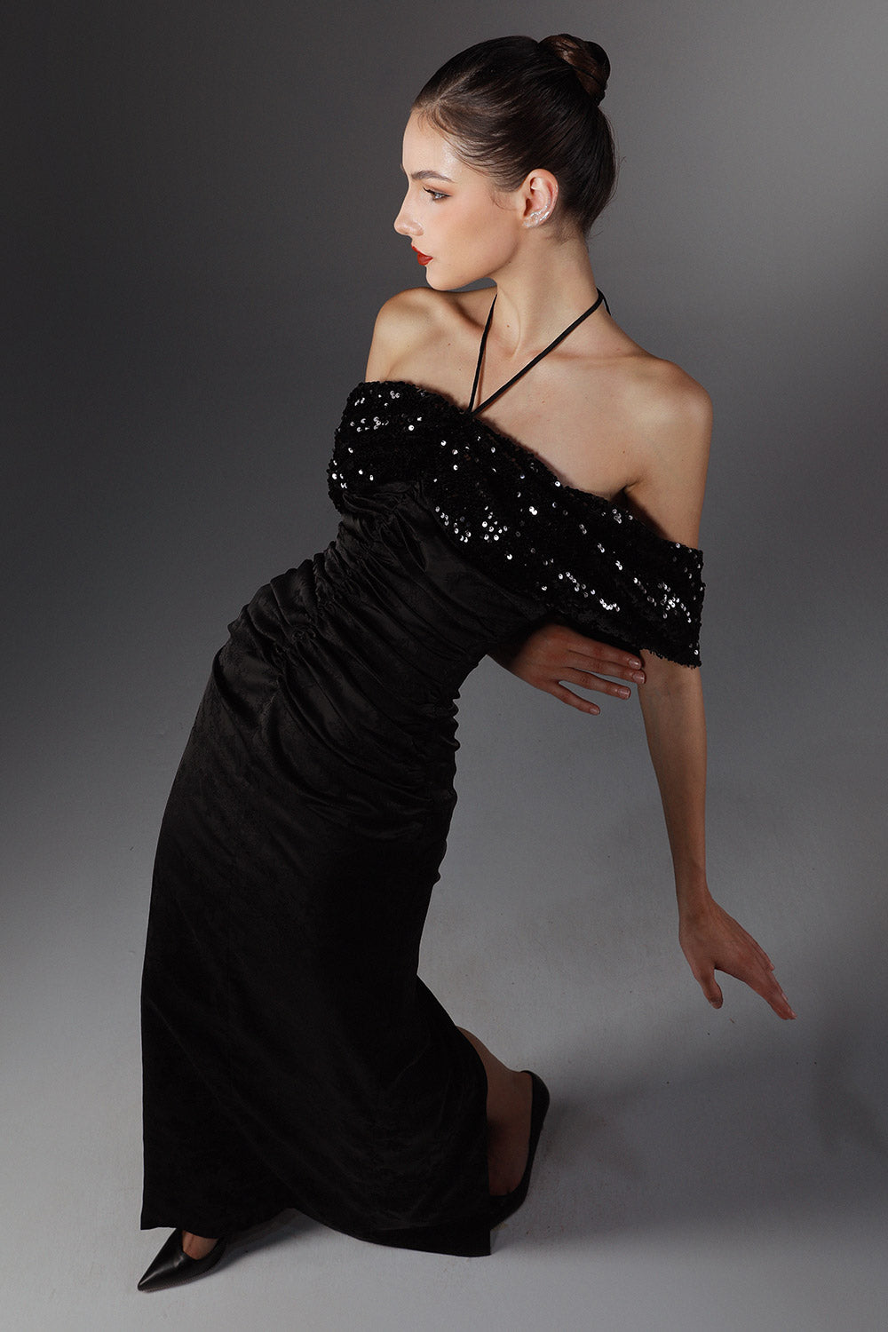 Tully Dres Sheath Gathered Silk Floor Length Dress