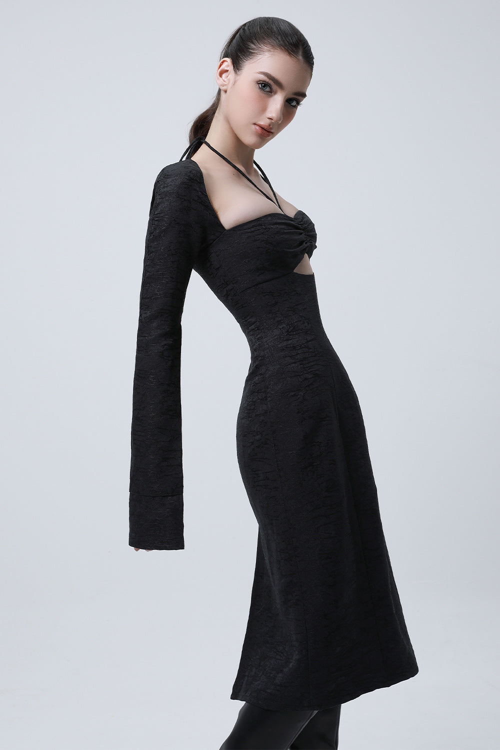 Petra Sheath Cut-Out Brocade Midi Dress