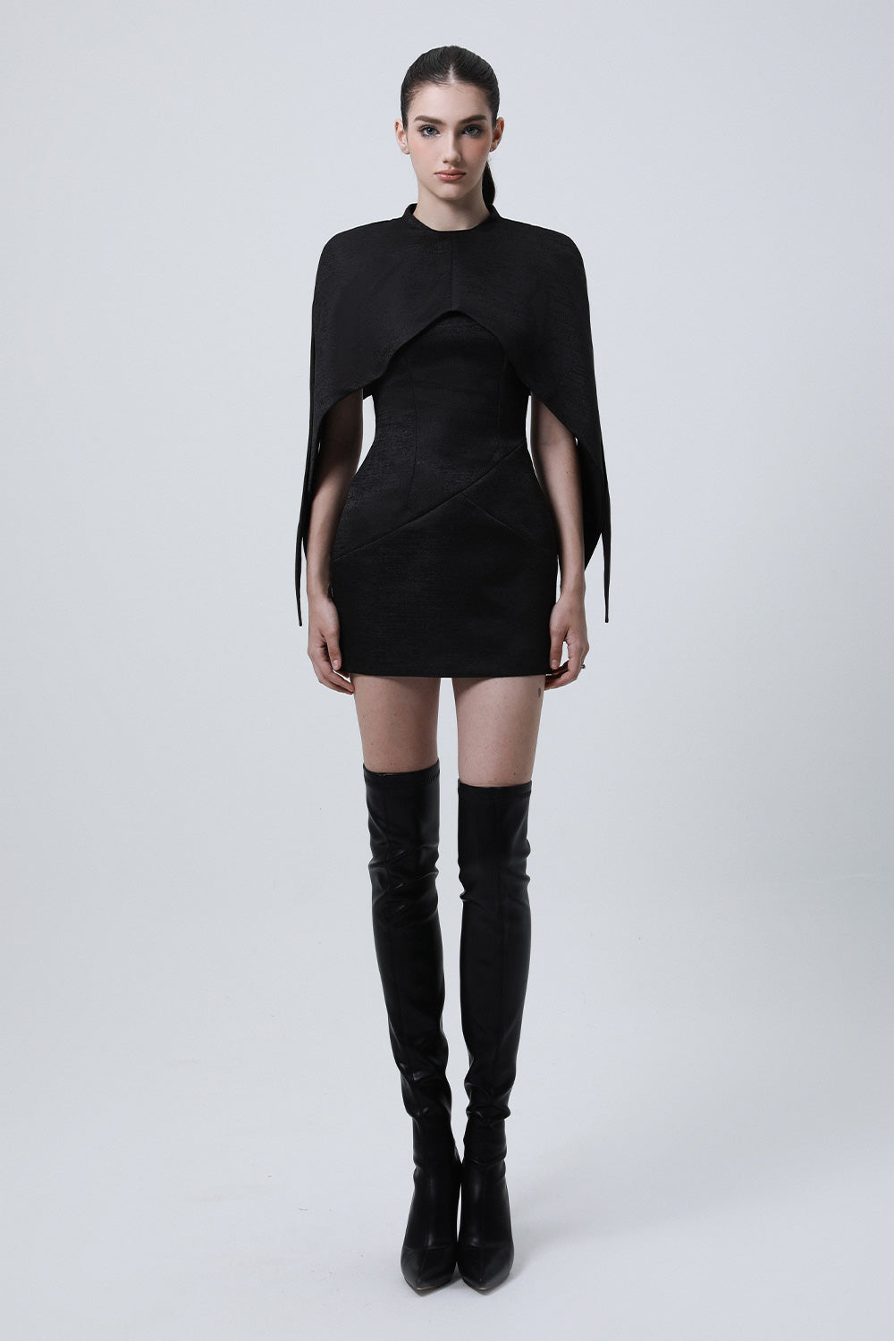 Women's Caddie Hourglass Cape Shoulder Brocade Mini Dress 0/1/2/3 ...