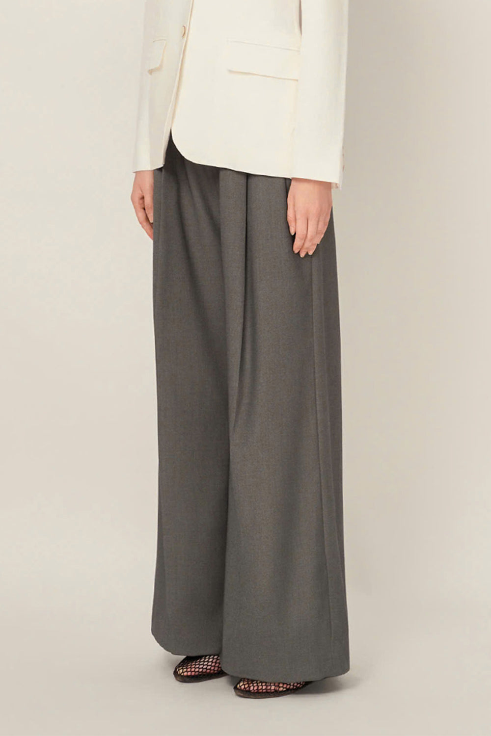 Velora Straight Ribbed Wool Blend Floor Length Pants