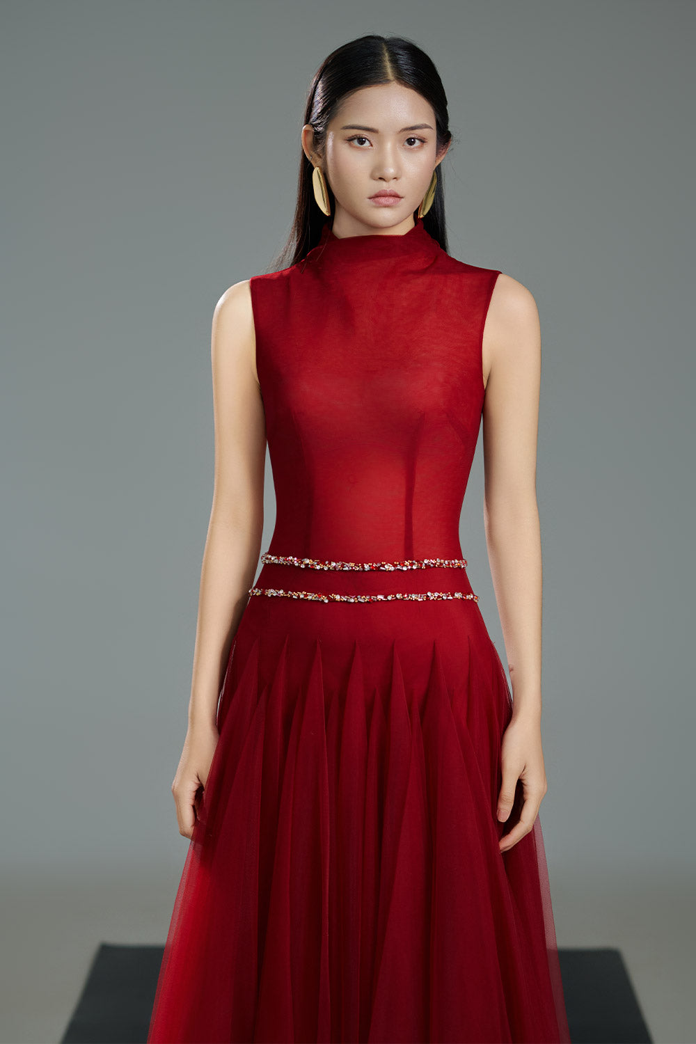 red dress ankle length Red Chiffon A-line Prom Dresses Ankle Length Evening Formal Dress Birt –  Laylatailor Shop main image 1