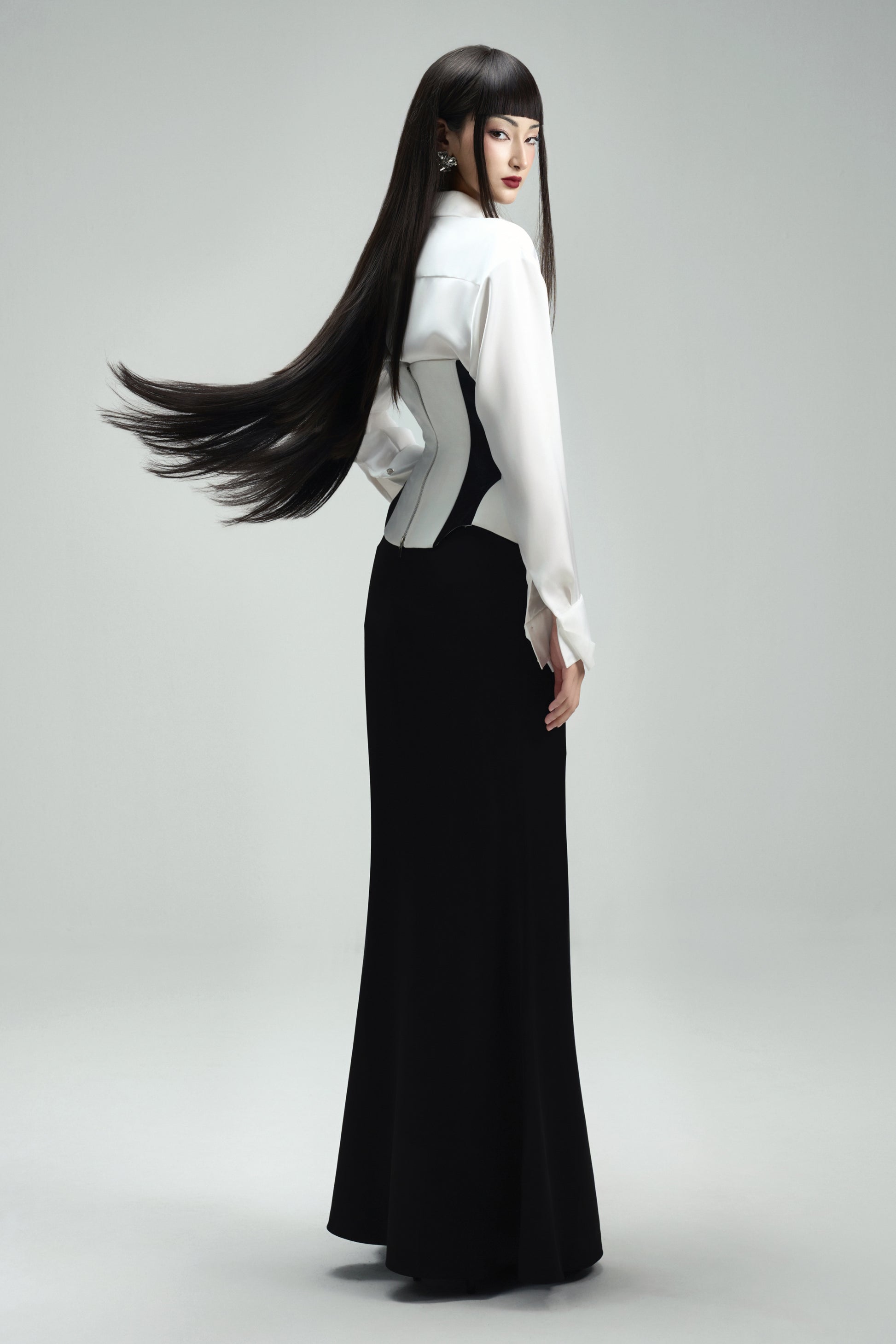 Kim A-line Plain Silk Maxi Skirt