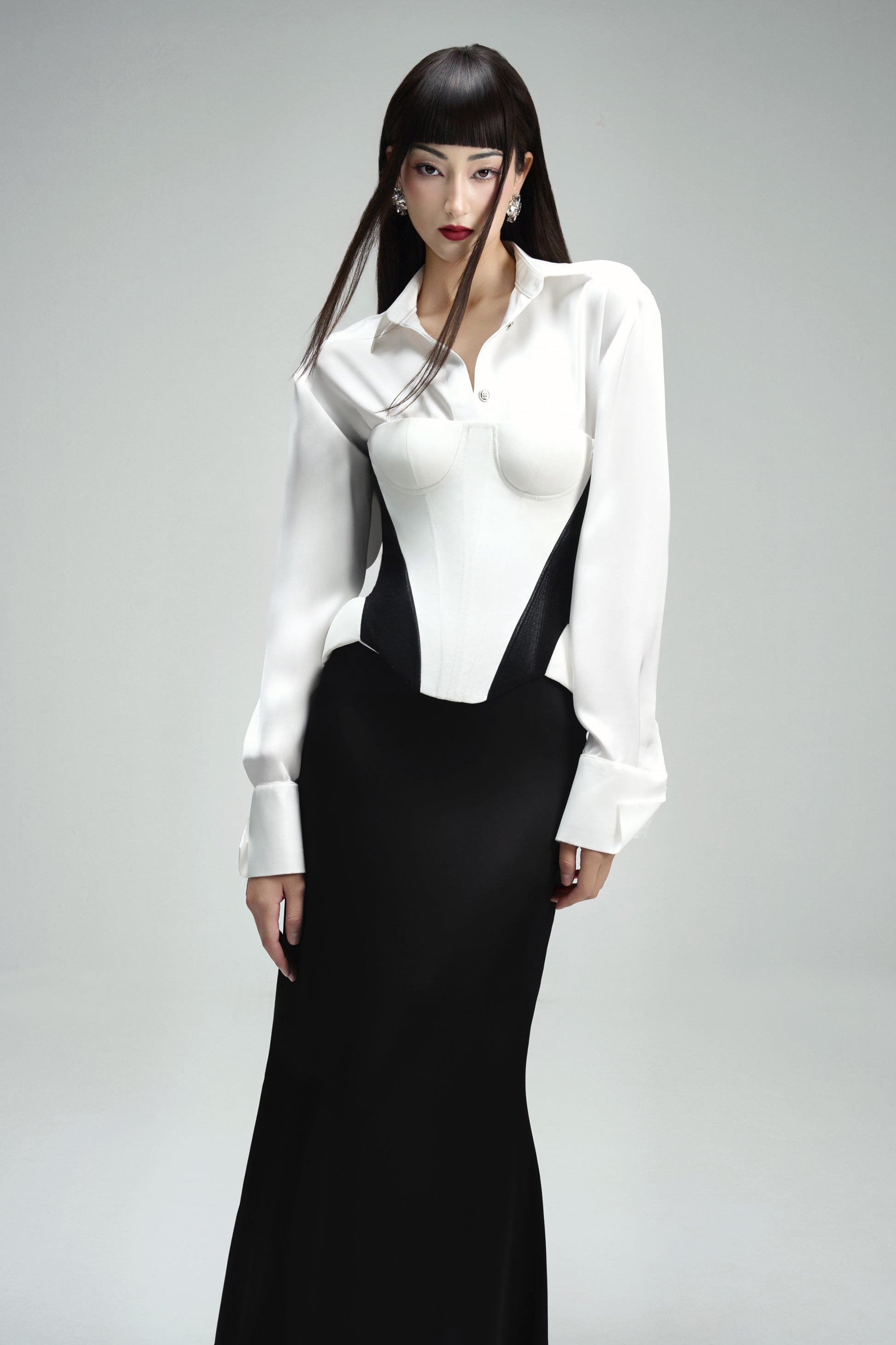 Kim A-line Plain Silk Maxi Skirt