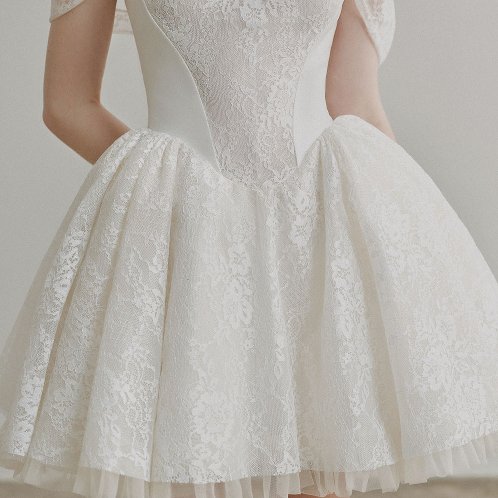 Grainne Fit and Flare Off-Shoulder Lace Mini Dress