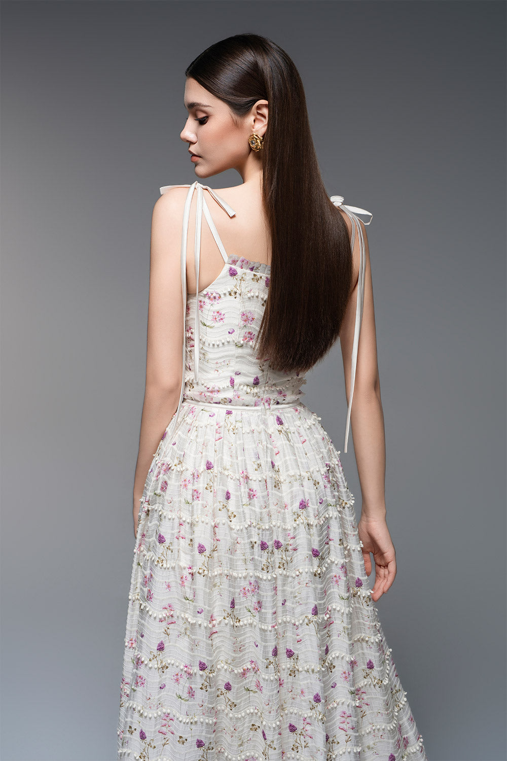 Hyacinth A-line Square Neck Tencel Ankle Length Dress