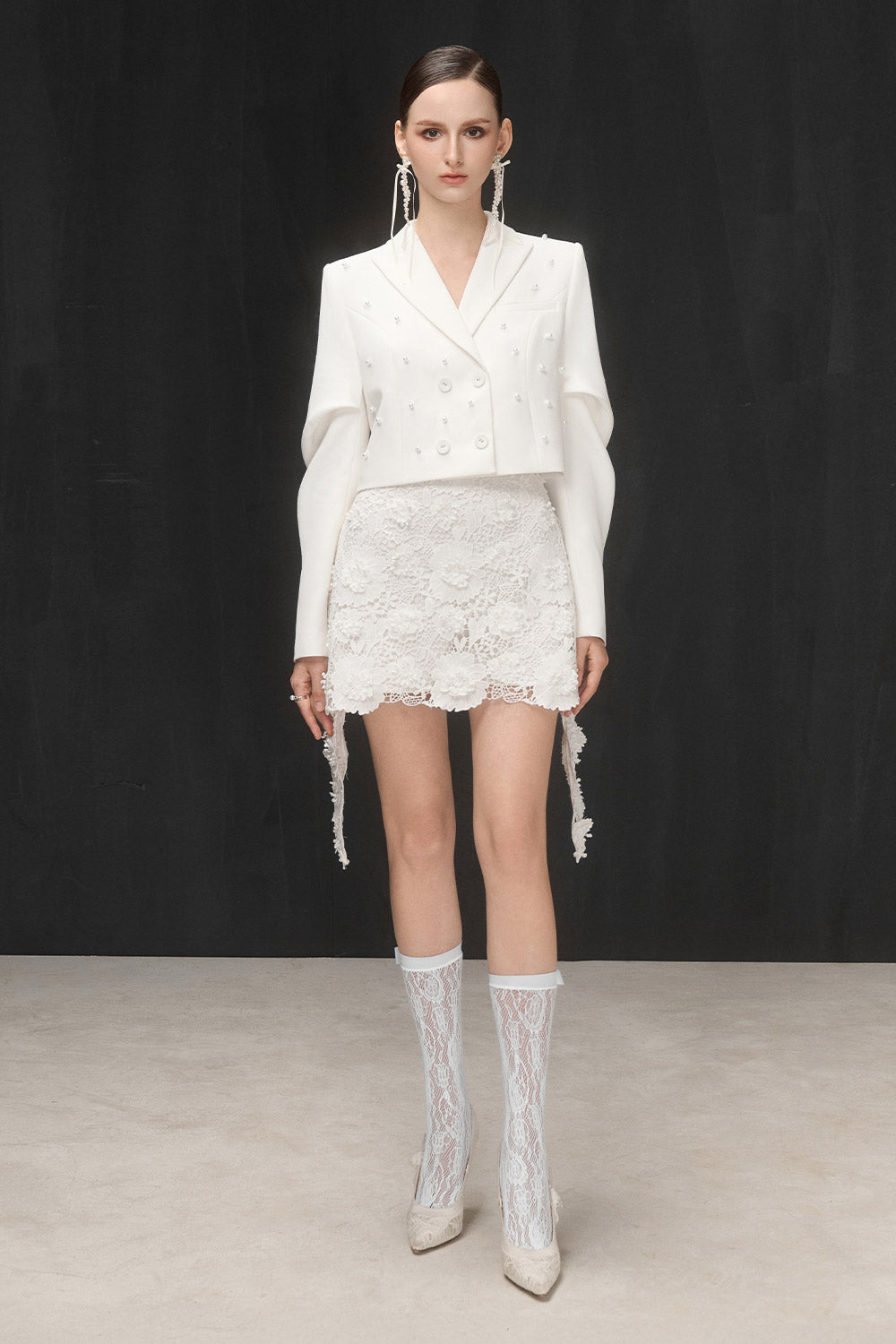 Lala A-line Floral Lace Mini Skirt