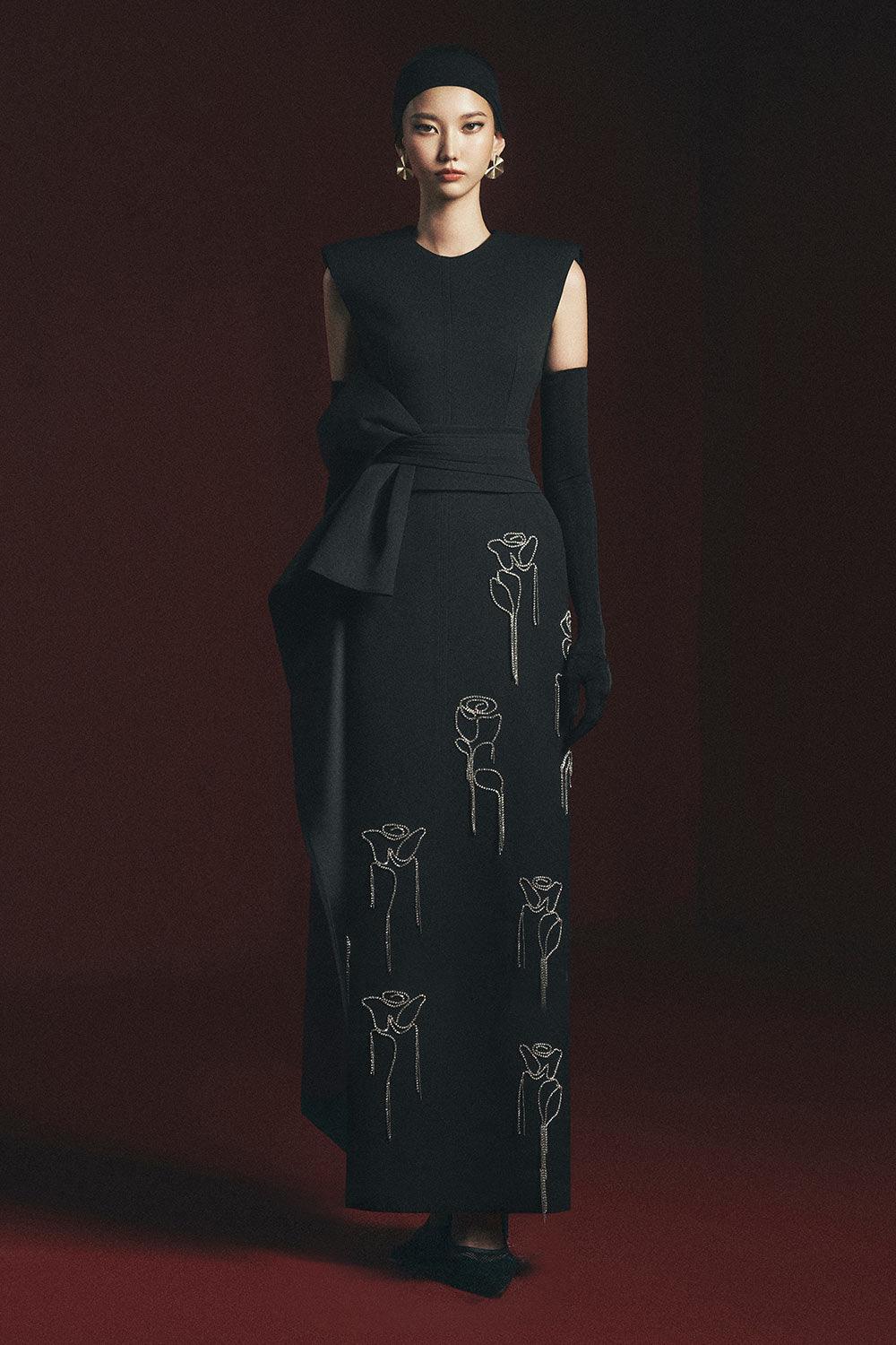 black ankle length dress Elegant Black Off-shoulder Tulle Lace Top A-line Ankle-length Prom Dre SposaBridal