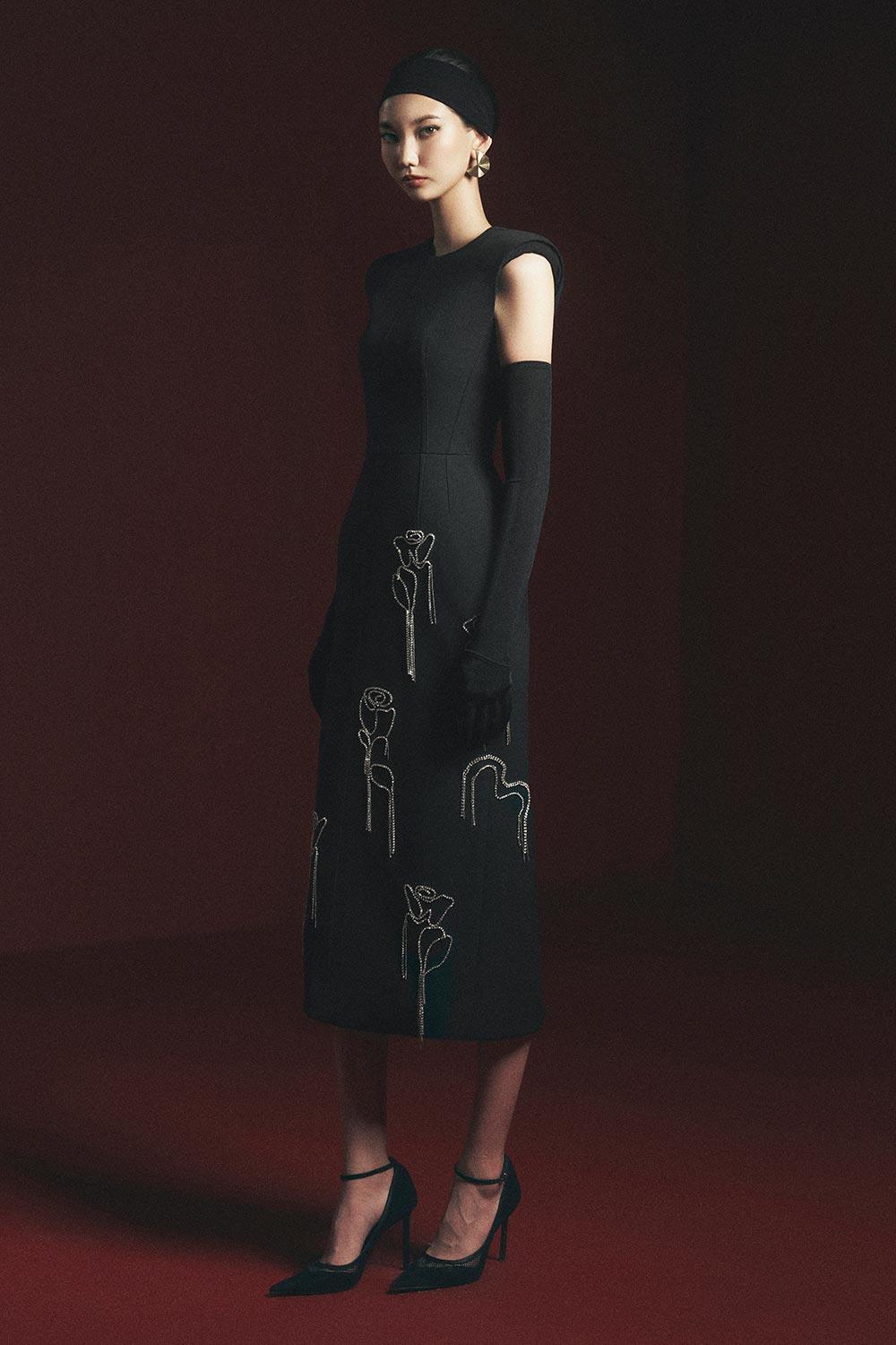 Douglasy Sheath Round Neck Polyester Midi Dress