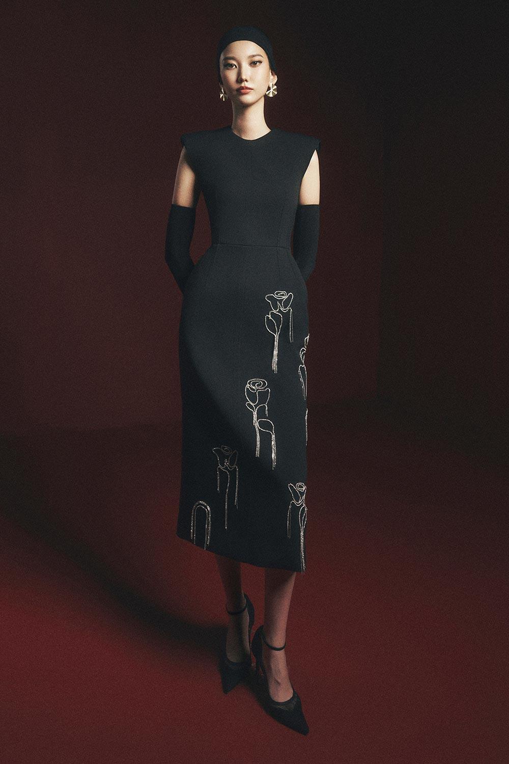 Douglasy Sheath Round Neck Polyester Midi Dress