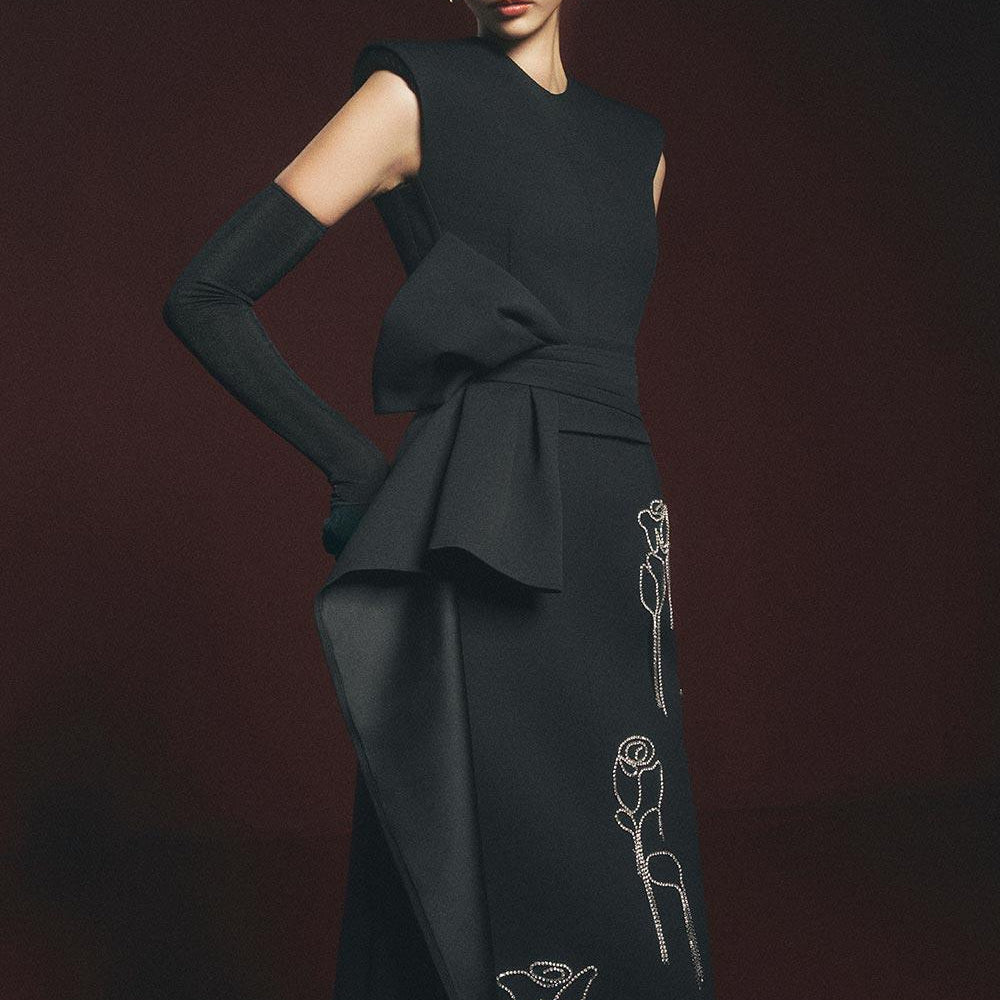 Douglasy Sheath Round Neck Polyester Midi Dress